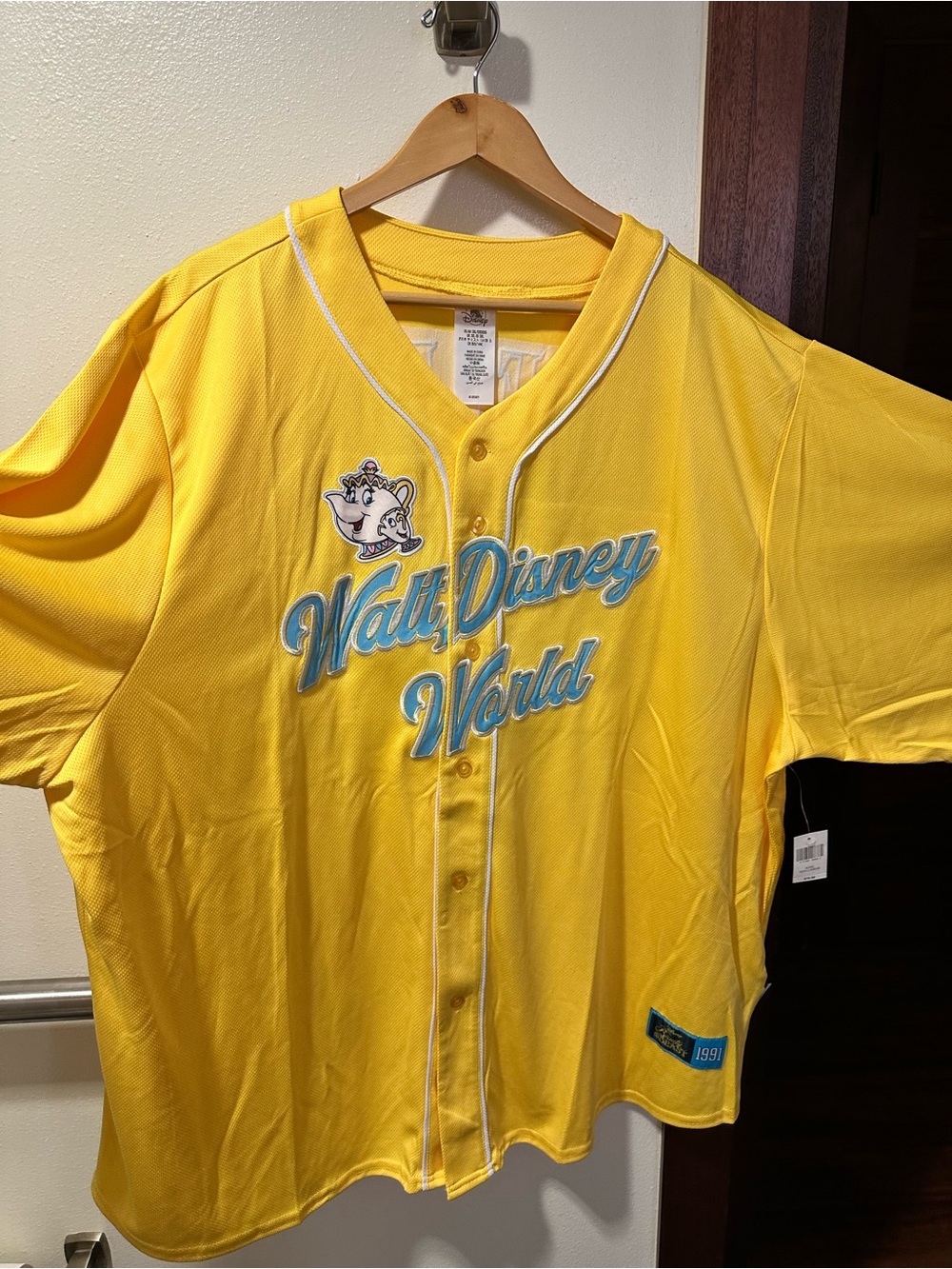 NWT Disney Parks Beauty & the Beast Belle 91 Baseball Jersey Yellow 3XL